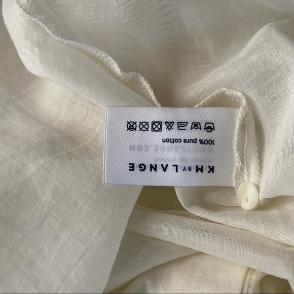 KM by Lange Cream Cotton Button Front Top Blouse - Picture 7 of 8